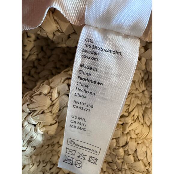 COS Natural Straw Wide Brim Sun Hat Women’s Size M/L - Picture 7 of 11